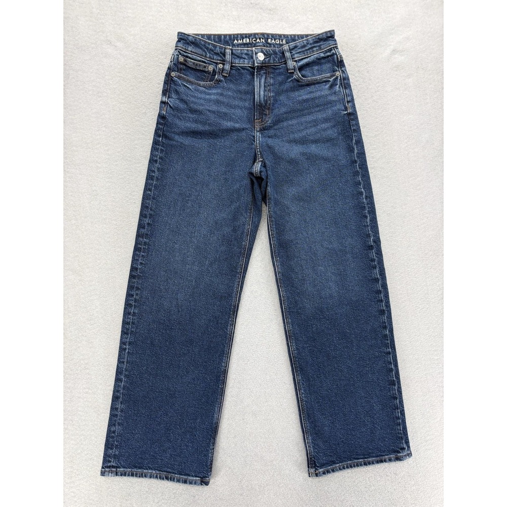 American Eagle Stovepipe Straight Jeans Womens 2 Short Blue High Rise Stretch